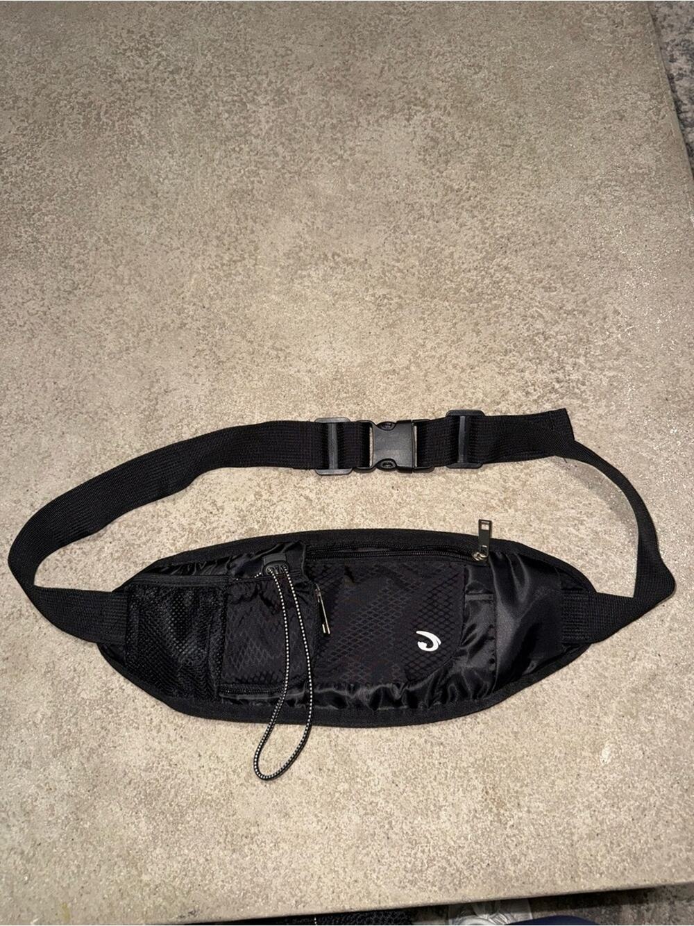 Men's Black Belt Bag with Adjustable Strap